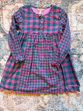 Matilda Jane Pink and Teal Gingham Button Dress